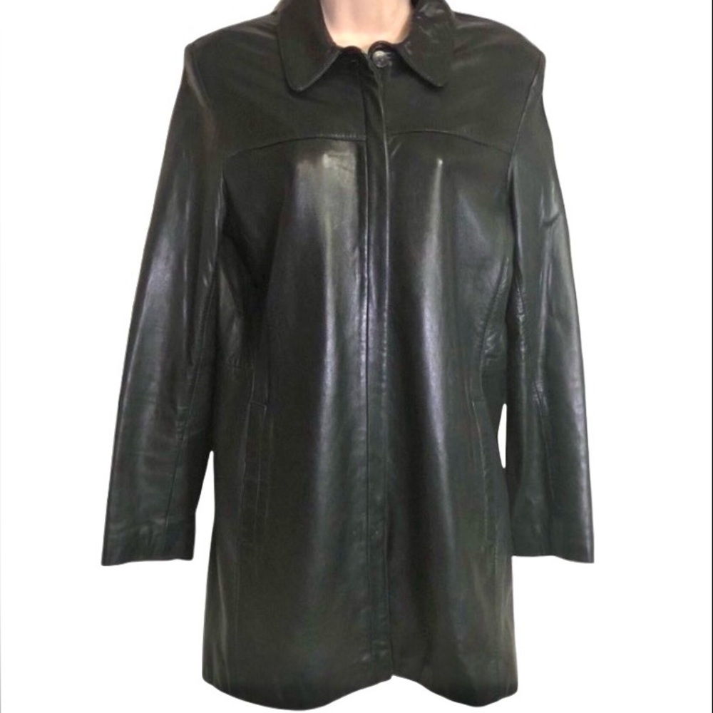 KENNETH Cole Reaction Black Buttery Leather Jacket with Waist Seam size Small